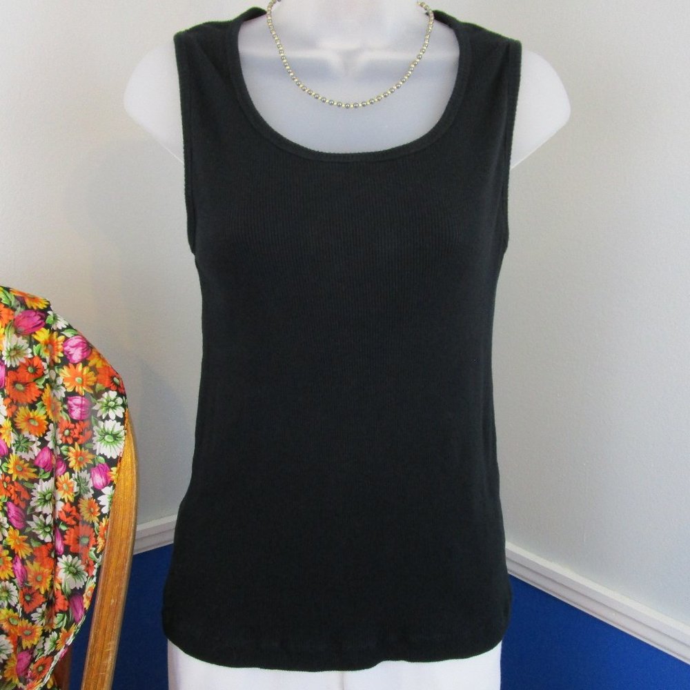 Vintage Rib-Knit Newport News Black Tank Top